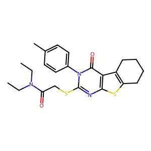 N,N-diethyl-2-{[3-(4-methylphenyl)-4-oxo-3,4,5,6,7,8-hexahydro[1]benzothieno[2,3-d]pyrimidin-2-yl]sulfanyl}acetamide structure