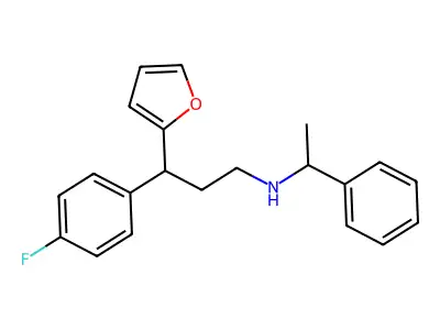 3-(4-fluorophenyl)-3-(furan-2-yl)-N-(1-phenylethyl)propan-1-amine structure