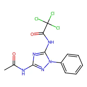 N-(5-acetamido-2-phenyl-1,2,4-triazol-3-yl)-2,2,2-trichloroacetamide structure