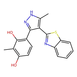 4-(4-(benzo[d]thiazol-2-yl)-5-methyl-1H-pyrazol-3-yl)-2-methylbenzene-1,3-diol structure