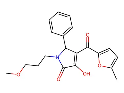 (4E)-4-[hydroxy(5-methylfuran-2-yl)methylidene]-1-(3-methoxypropyl)-5-phenylpyrrolidine-2,3-dione structure