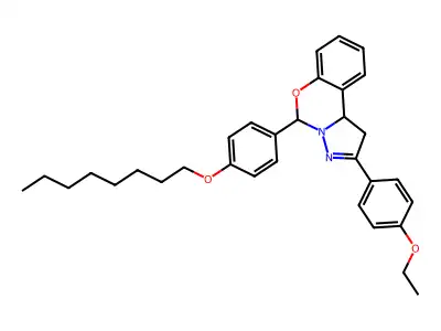 2-(4-ethoxyphenyl)-5-[4-(octyloxy)phenyl]-1,10b-dihydropyrazolo[1,5-c][1,3]benzoxazine structure