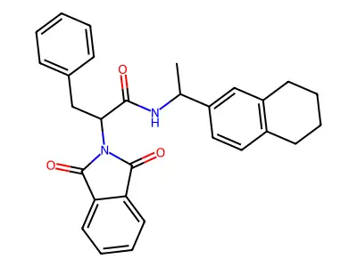 2-(1,3-dioxoisoindol-2-yl)-3-phenyl-N-[1-(5,6,7,8-tetrahydronaphthalen-2-yl)ethyl]propanamide structure