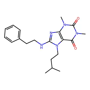 7-isopentyl-1,3-dimethyl-8-(phenethylamino)-1H-purine-2,6(3H,7H)-dione structure