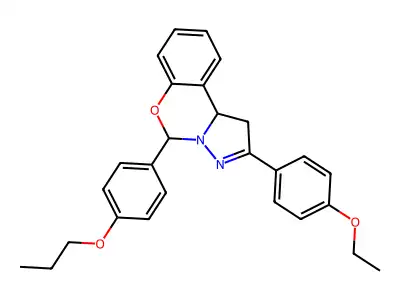 2-(4-ethoxyphenyl)-5-(4-propoxyphenyl)-1,10b-dihydropyrazolo[1,5-c][1,3]benzoxazine structure