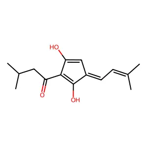 1-[2,5-Dihydroxy-3-(3-methylbut-2-en-1-ylidene)cyclopenta-1,4-dien-1-yl]-3-methylbutan-1-one structure