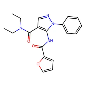 N,N-diethyl-5-(2-furoylamino)-1-phenyl-1H-pyrazole-4-carboxamide structure