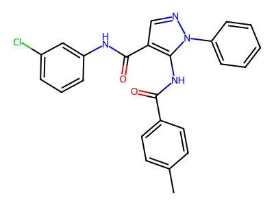N-(3-chlorophenyl)-5-[(4-methylbenzoyl)amino]-1-phenylpyrazole-4-carboxamide structure