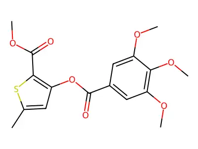 2-(Methoxycarbonyl)-5-methyl-3-thienyl 3,4,5-trimethoxybenzoate structure