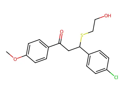 3-(4-Chlorophenyl)-3-((2-hydroxyethyl)thio)-1-(4-methoxyphenyl)propan-1-one structure