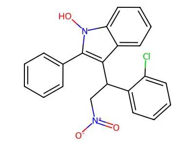 3-[1-(2-chlorophenyl)-2-nitroethyl]-2-phenyl-1H-indol-1-ol structure
