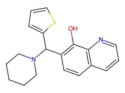 7-(Piperidin-1-yl(thiophen-2-yl)methyl)quinolin-8-ol structure