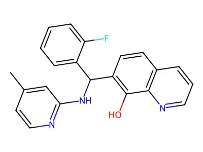 7-((2-Fluorophenyl)(4-methylpyridin-2-ylamino)methyl)quinolin-8-ol structure