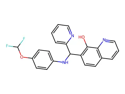 7-(((4-(Difluoromethoxy)phenyl)amino)(pyridin-2-yl)methyl)quinolin-8-ol structure