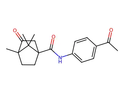 (1S,4S)-N-(4-acetylphenyl)-4,7,7-trimethyl-3-oxobicyclo[2.2.1]heptane-1-carboxamide structure