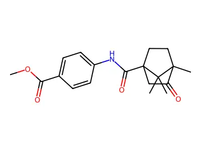 Methyl 4-{[(4,7,7-trimethyl-3-oxobicyclo[2.2.1]hept-1-yl)carbonyl]amino}benzoate structure