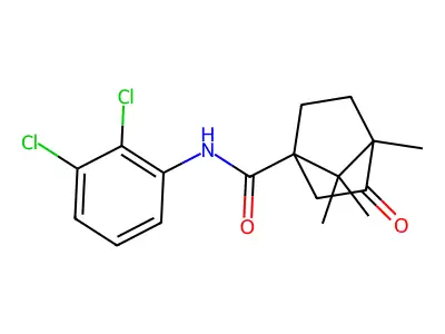 N-(2,3-dichlorophenyl)-1,7,7-trimethyl-2-oxobicyclo[2.2.1]heptane-4-carboxamide structure
