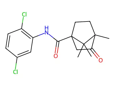 N-(2,5-dichlorophenyl)-4,7,7-trimethyl-3-oxobicyclo[2.2.1]heptane-1-carboxamide structure