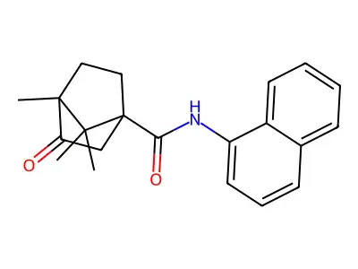 1,7,7-trimethyl-N-naphthalen-1-yl-2-oxobicyclo[2.2.1]heptane-4-carboxamide structure