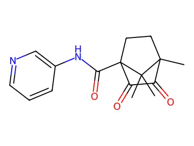 1,7,7-trimethyl-2,3-dioxo-N-pyridin-3-ylbicyclo[2.2.1]heptane-4-carboxamide structure