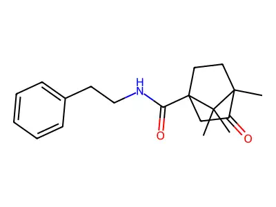 4,7,7-trimethyl-3-oxo-N-(2-phenylethyl)bicyclo[2.2.1]heptane-1-carboxamide structure