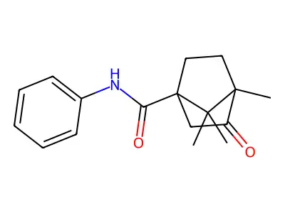 4,7,7-trimethyl-3-oxo-N-phenylbicyclo[2.2.1]heptane-1-carboxamide structure