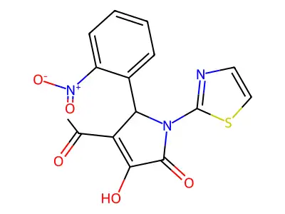 3-acetyl-4-hydroxy-2-(2-nitrophenyl)-1-(1,3-thiazol-2-yl)-2H-pyrrol-5-one structure