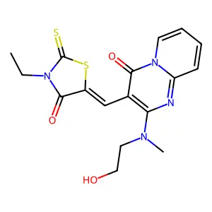 (Z)-3-ethyl-5-((2-((2-hydroxyethyl)(methyl)amino)-4-oxo-4H-pyrido[1,2-a]pyrimidin-3-yl)methylene)-2-thioxothiazolidin-4-one structure