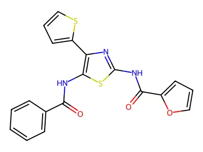 N-[5-benzamido-4-(thiophen-2-yl)-1,3-thiazol-2-yl]furan-2-carboxamide structure
