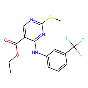 Ethyl 2-(methylsulfanyl)-4-[3-(trifluoromethyl)anilino]pyrimidine-5-carboxylate structure