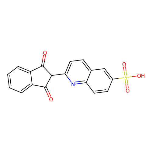 2-(2,3-Dihydro-1,3-dioxo-1H-inden-2-yl)-6-quinolinesulfonic acid structure
