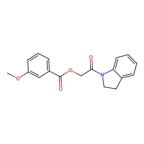 2-(2,3-dihydro-1H-indol-1-yl)-2-oxoethyl 3-methoxybenzoate structure