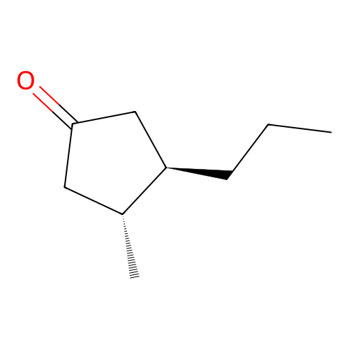 (3R,4R)-3-methyl-4-n-propyl-cyclopentanone structure