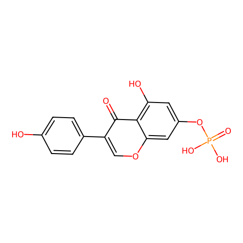5-Hydroxy-3-(4-hydroxyphenyl)-4-oxo-4H-chromen-7-yl dihydrogen phosphate structure