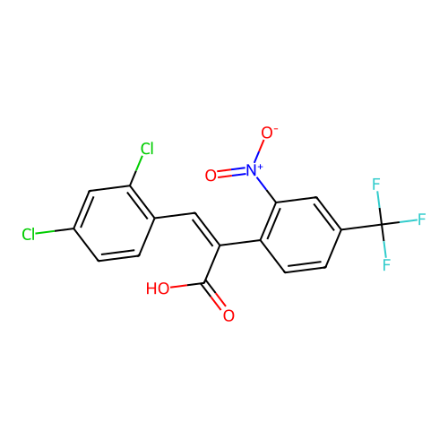 3-(2,4-Dichlorophenyl)-2-[2-nitro-4-(trifluoromethyl)phenyl]prop-2-enoic acid structure