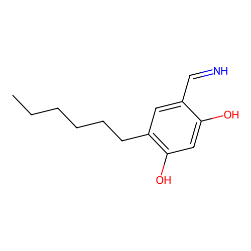 4-Hexyl-6-methanimidoylbenzene-1,3-diol structure
