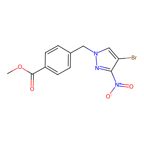 methyl 4-[(4-bromo-3-nitro-1H-pyrazol-1-yl)methyl]benzoate structure