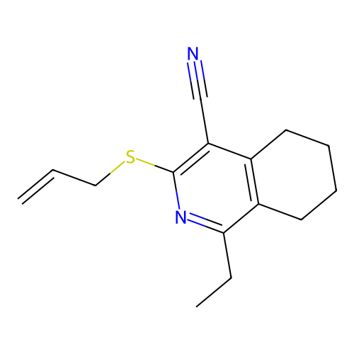 1-Ethyl-3-(prop-2-en-1-ylsulfanyl)-5,6,7,8-tetrahydroisoquinoline-4-carbonitrile structure