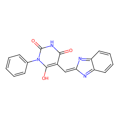 5-(1H-benzimidazol-2-ylmethylidene)-1-phenyl-1,3-diazinane-2,4,6-trione structure