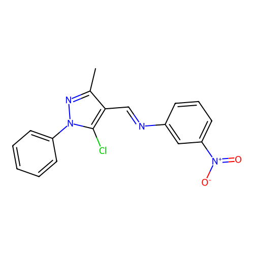 N-[(E)-(5-chloro-3-methyl-1-phenyl-1H-pyrazol-4-yl)methylidene]-3-nitroaniline structure