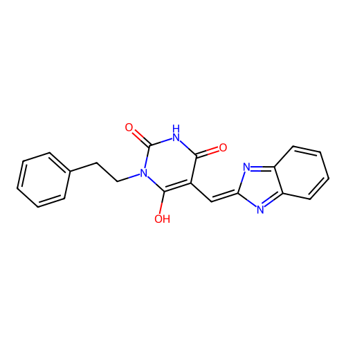 (5Z)-5-(1H-benzimidazol-2-ylmethylidene)-1-phenethyl-1,3-diazinane-2,4,6-trione structure