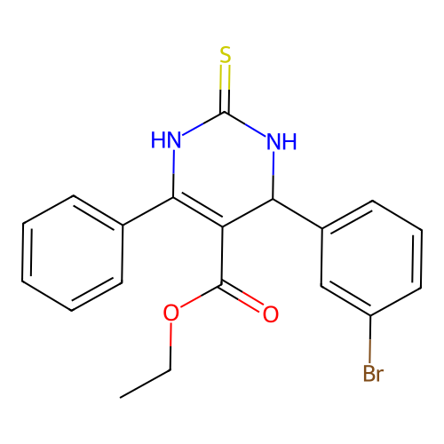 Ethyl 6-(3-bromophenyl)-4-phenyl-2-sulfanyl-1,6-dihydropyrimidine-5-carboxylate structure