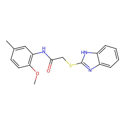 2-(1H-benzimidazol-2-ylsulfanyl)-N-(2-methoxy-5-methylphenyl)acetamide structure