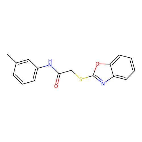 2-(1,3-benzoxazol-2-ylsulfanyl)-N-(3-methylphenyl)acetamide structure