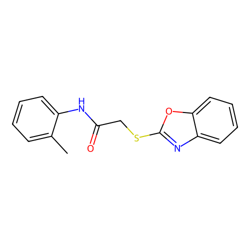 2-(1,3-benzoxazol-2-ylsulfanyl)-N-(2-methylphenyl)acetamide structure