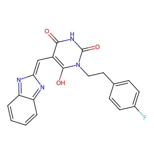 (5Z)-5-(1H-benzimidazol-2-ylmethylidene)-1-[2-(4-fluorophenyl)ethyl]-1,3-diazinane-2,4,6-trione structure