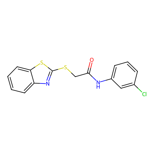 2-(1,3-benzothiazol-2-ylsulfanyl)-N-(3-chlorophenyl)acetamide structure