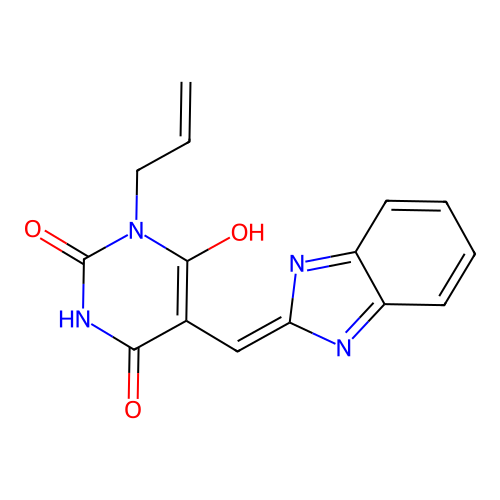 (5Z)-5-(1H-benzimidazol-2-ylmethylidene)-1-prop-2-enyl-1,3-diazinane-2,4,6-trione structure