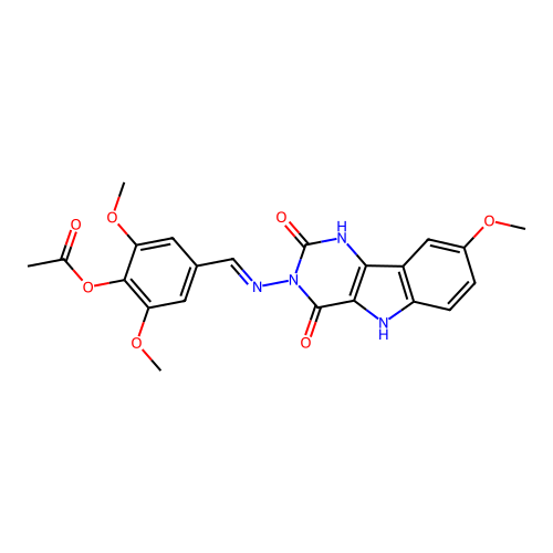 [2,6-dimethoxy-4-[(8-methoxy-2,4-dioxo-1,5-dihydropyrimido[5,4-b]indol-3-yl)iminomethyl]phenyl] acetate structure