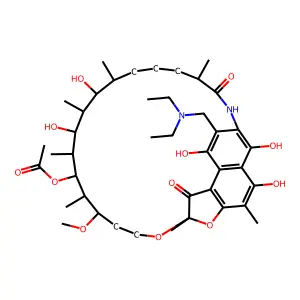 [26-(Diethylaminomethyl)-2,15,17,27,29-pentahydroxy-11-methoxy-3,7,12,14,16,18,22-heptamethyl-6,23-dioxo-8,30-dioxa-24-azatetracyclo[23.3.1.14,7.05,28]triaconta-1(29),2,4,25,27-pentaen-13-yl] acetate structure